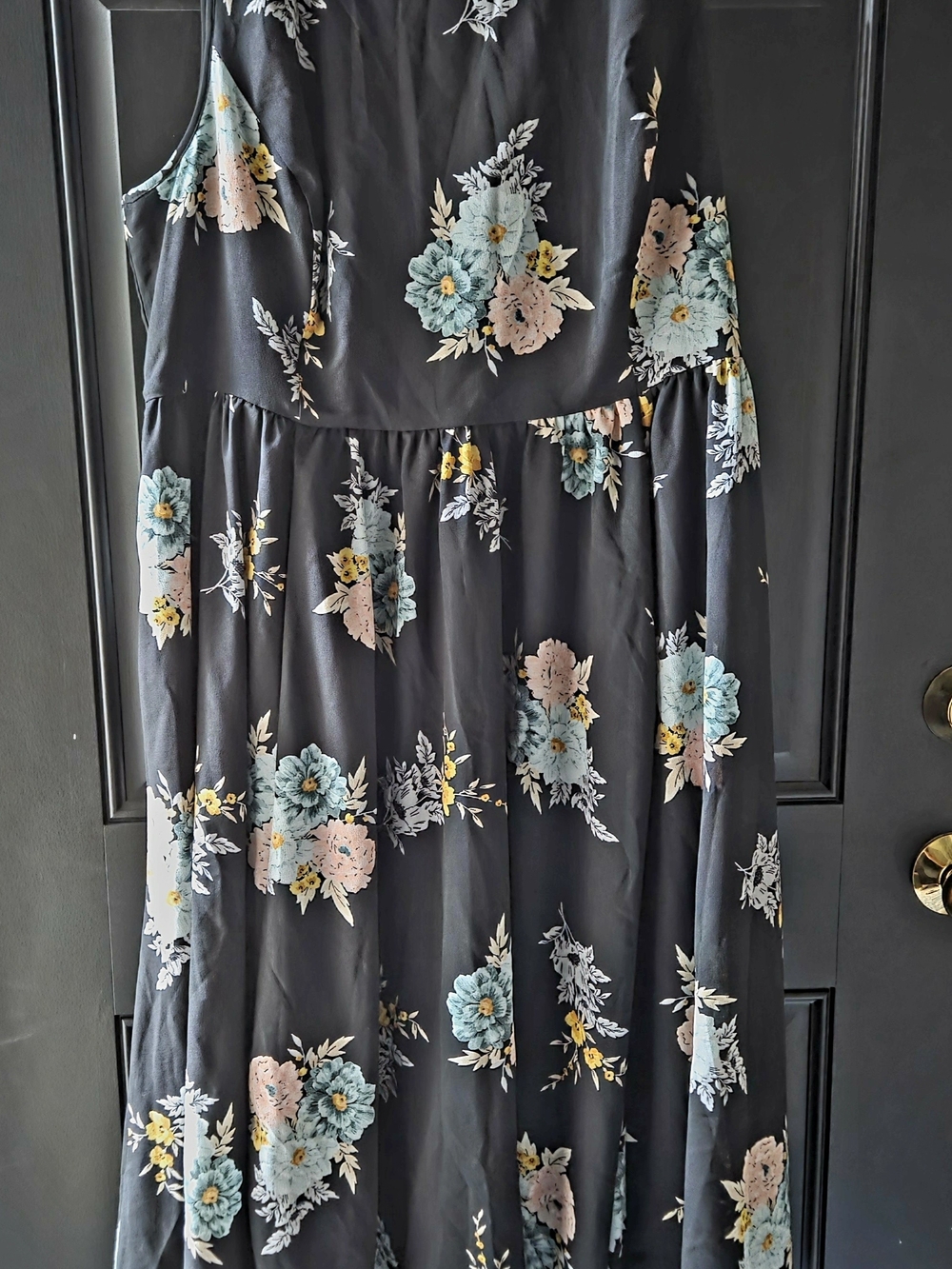 Torrid Black Floral Midi Dress with Pockets